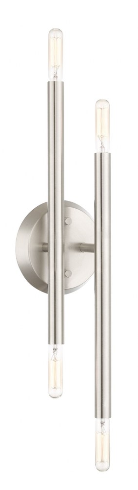 Livex Lighting-46771-91-Soho - 4 Light ADA Wall Sconce in Soho Style - 5.13 Inches wide by 17 Inches high   Brushed Nickel Finish