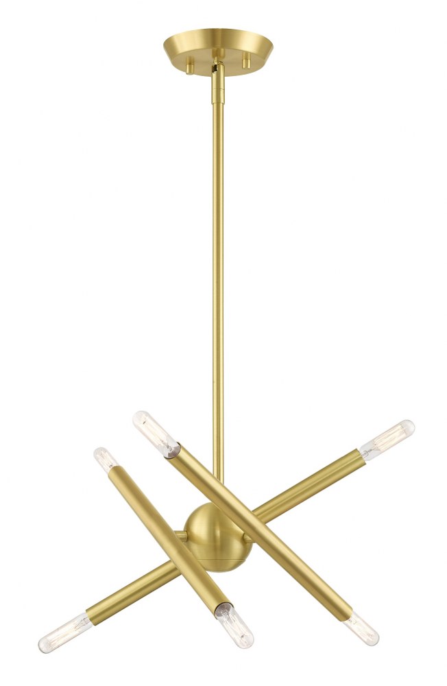 Livex Lighting-46773-12-Soho - 6 Light Chandelier in Soho Style - 12.5 Inches wide by 14.5 Inches high   Satin Brass Finish