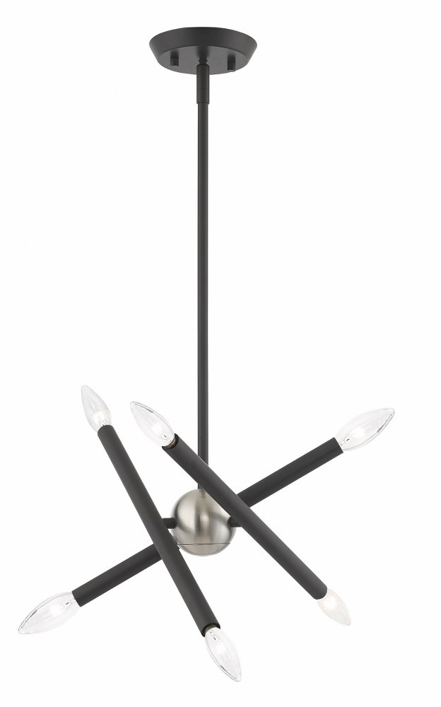Livex Lighting-46773-76-Soho - 6 Light Chandelier in Soho Style - 12.5 Inches wide by 14.5 Inches high   Scandinavian Gray Finish