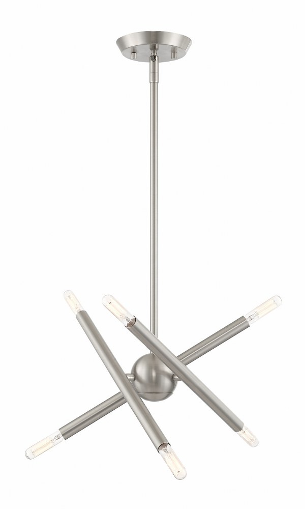 Livex Lighting-46773-91-Soho - 6 Light Chandelier in Soho Style - 12.5 Inches wide by 14.5 Inches high   Brushed Nickel Finish