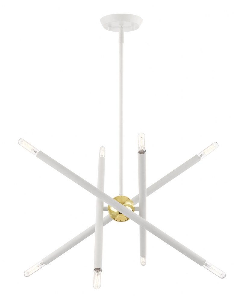 Livex Lighting-46774-03-Soho - 8 Light Chandelier in Soho Style - 19.5 Inches wide by 22.5 Inches high   White/Polished Brass Finish