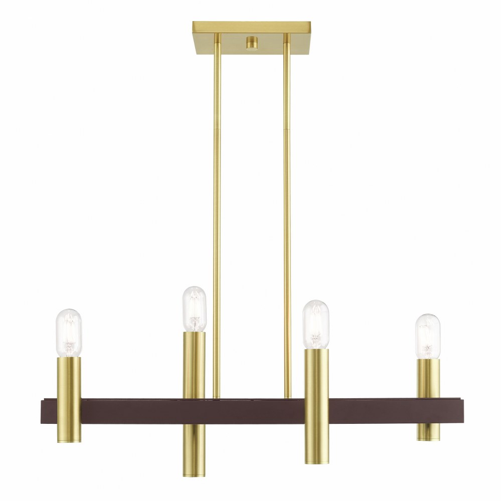 Livex Lighting-46864-12-Helsinki - 4 Light Chandelier in Helsinki Style - 8.25 Inches wide by 24 Inches high   Satin Brass/Bronze Finish