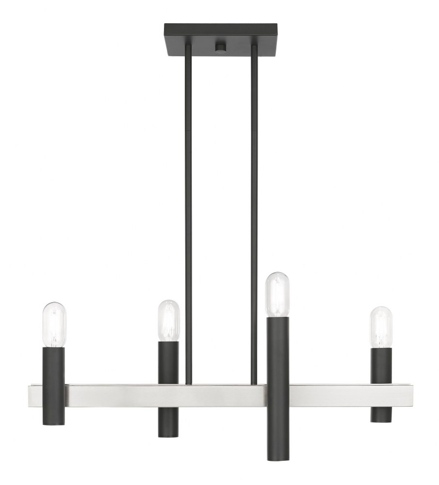 Livex Lighting-46864-76-Helsinki - 4 Light Chandelier in Helsinki Style - 8.25 Inches wide by 24 Inches high   Scandinavian Gray/Brushed Nickel Finish