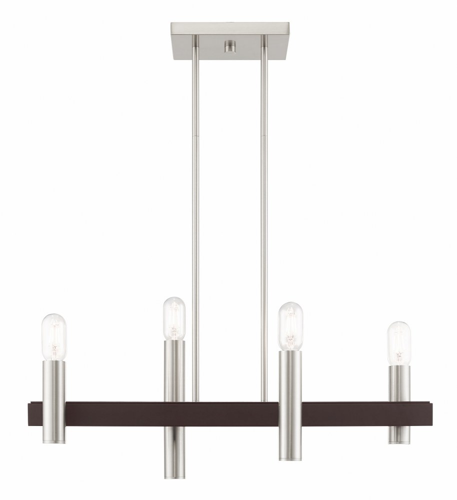 Livex Lighting-46864-91-Helsinki - 4 Light Chandelier in Helsinki Style - 8.25 Inches wide by 24 Inches high   Brushed Nickel/Bronze Finish