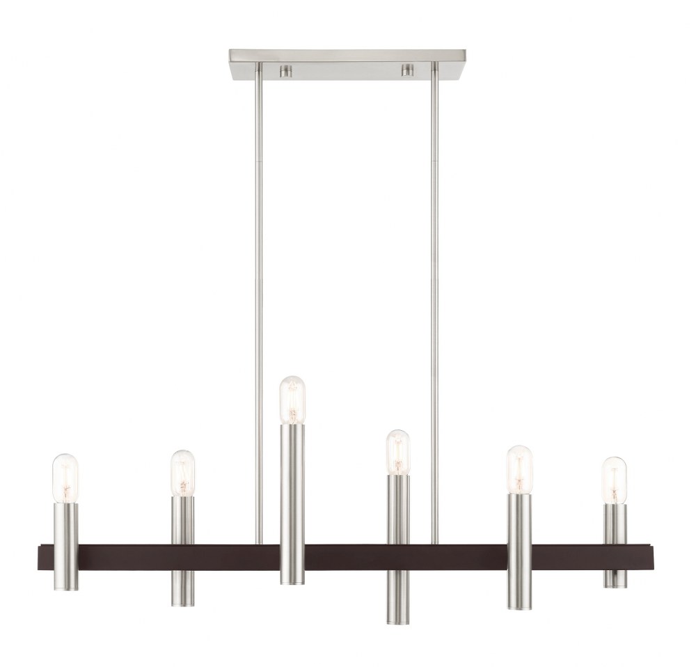Livex Lighting-46866-91-Helsinki - 6 Light Chandelier in Helsinki Style - 8.25 Inches wide by 24 Inches high   Brushed Nickel/Bronze Finish
