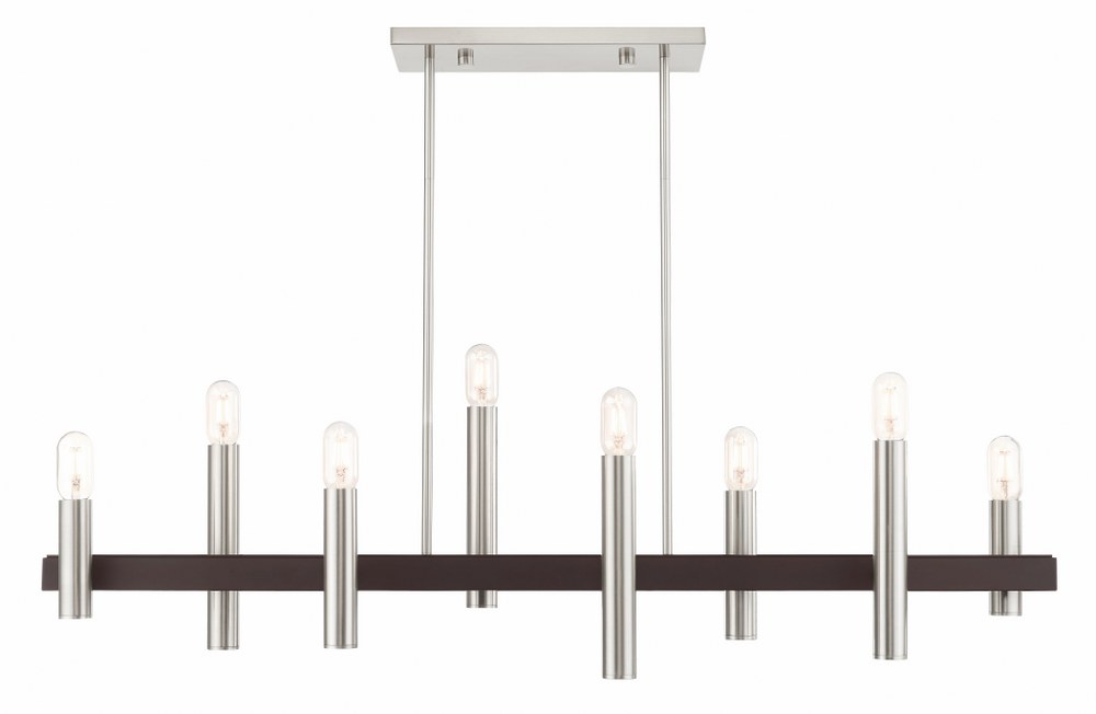 Livex Lighting-46868-91-Helsinki - 8 Light Chandelier in Helsinki Style - 10 Inches wide by 24 Inches high   Brushed Nickel/Bronze Finish