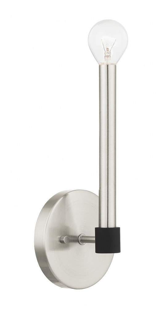 Livex Lighting-46881-91-Karlstad - 1 Light Wall Sconce in Karlstad Style - 5.13 Inches wide by 11.25 Inches high   Brushed Nickel/Satin Brass Finish