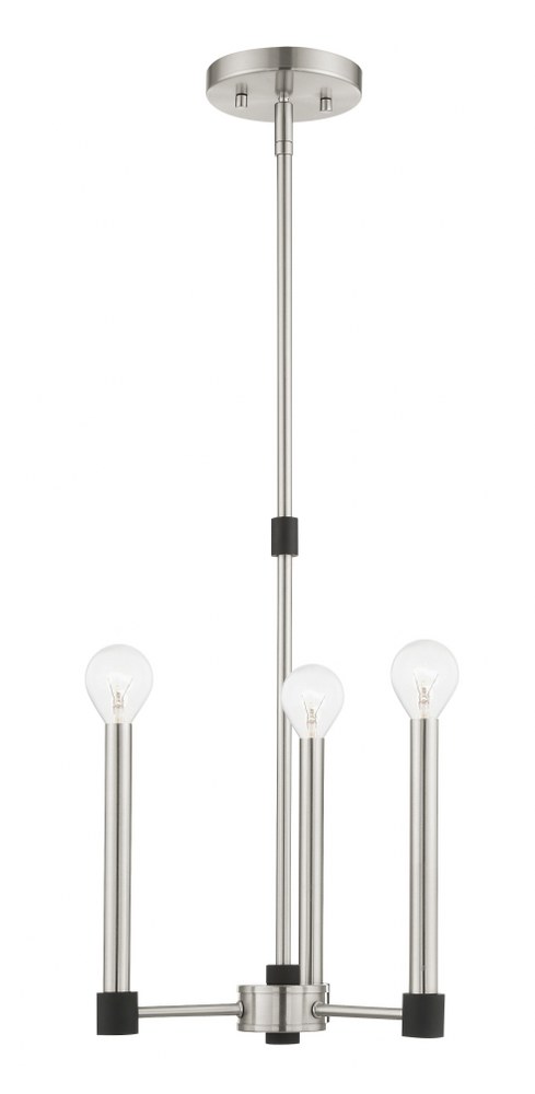 Livex Lighting-46883-91-Karlstad - 3 Light Chandelier in Karlstad Style - 12 Inches wide by 19 Inches high   Brushed Nickel/Satin Brass Finish