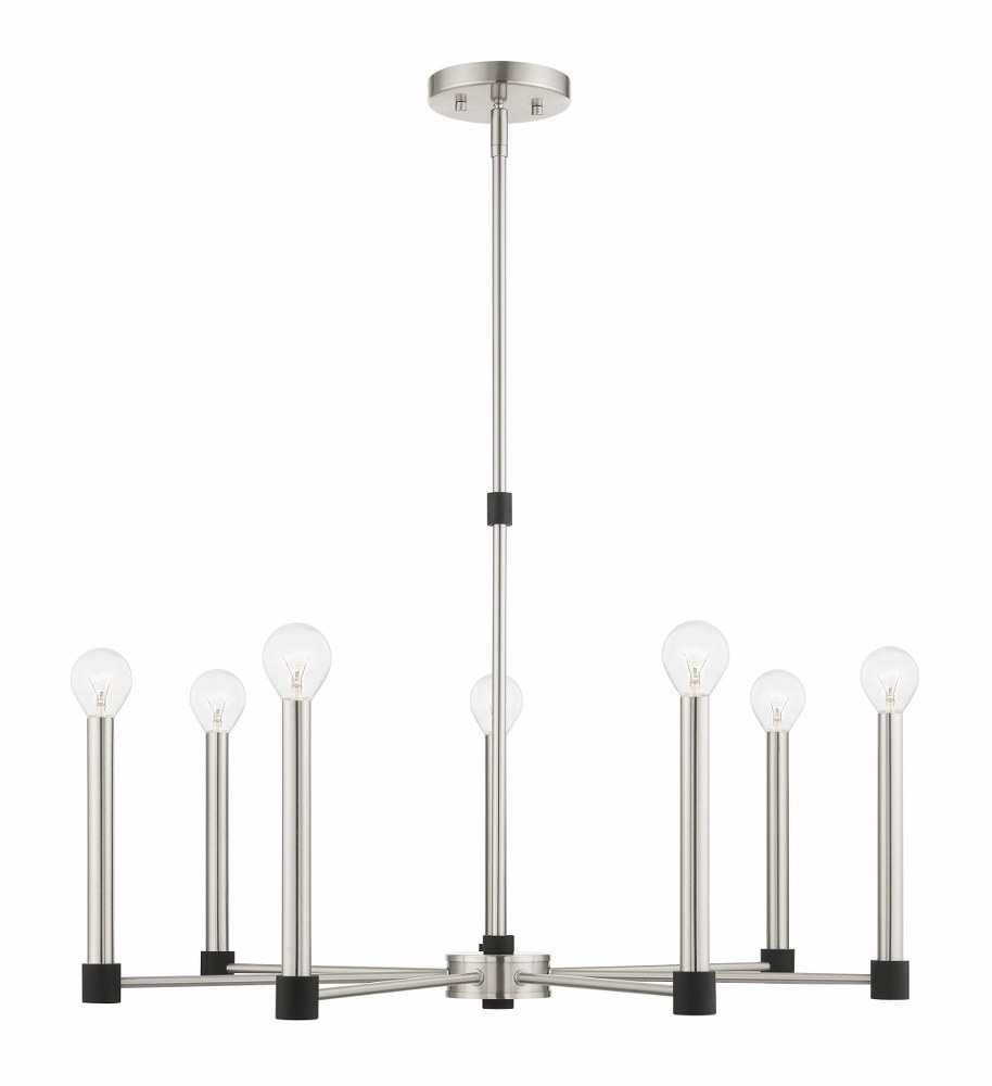 Livex Lighting-46887-91-Karlstad - 7 Light Chandelier in Karlstad Style - 28 Inches wide by 20.25 Inches high   Brushed Nickel/Satin Brass Finish