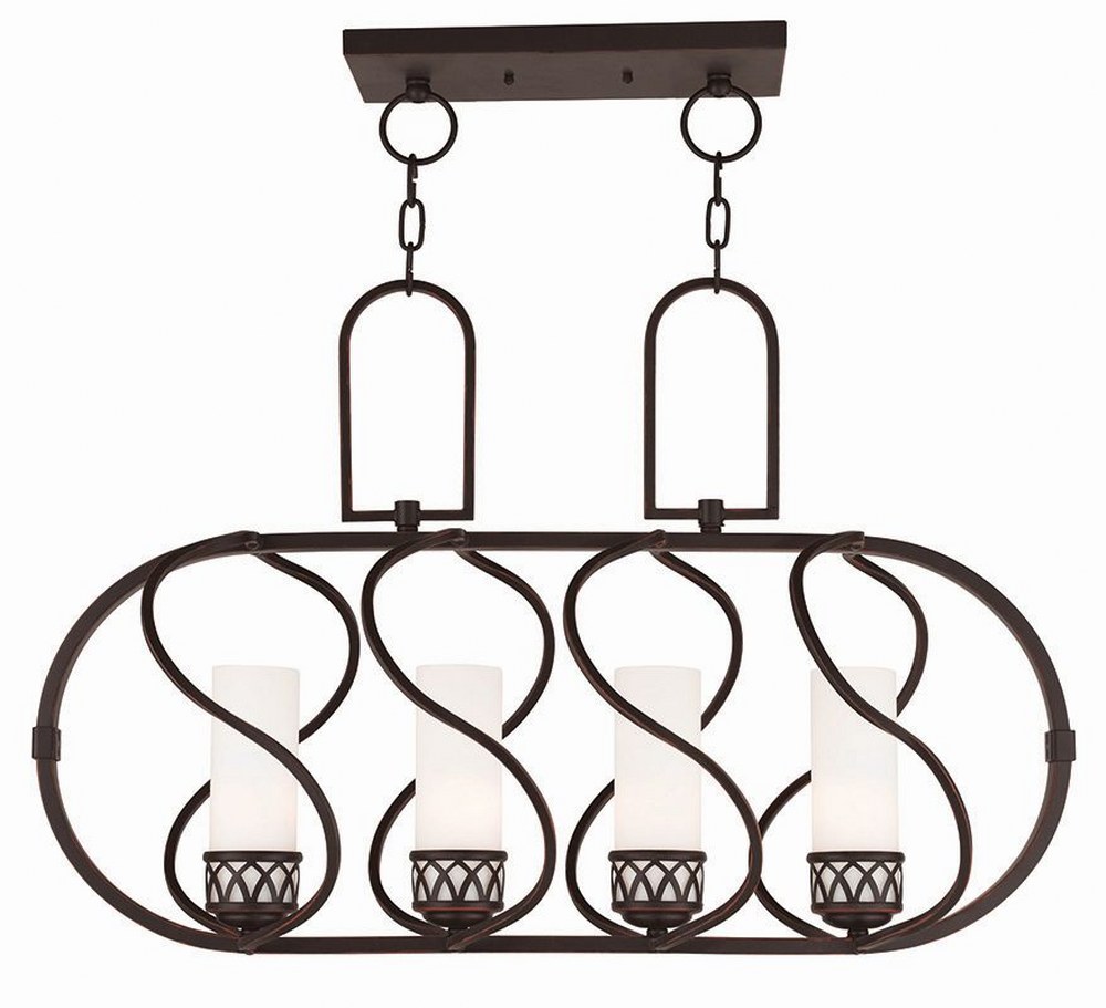 Livex Lighting-47195-67-Westfield - 4 Light Linear Chandelier in Westfield Style - 12.25 Inches wide by 20 Inches high   Westfield - 4 Light Linear Chandelier in Westfield Style - 12.25 Inches wide by