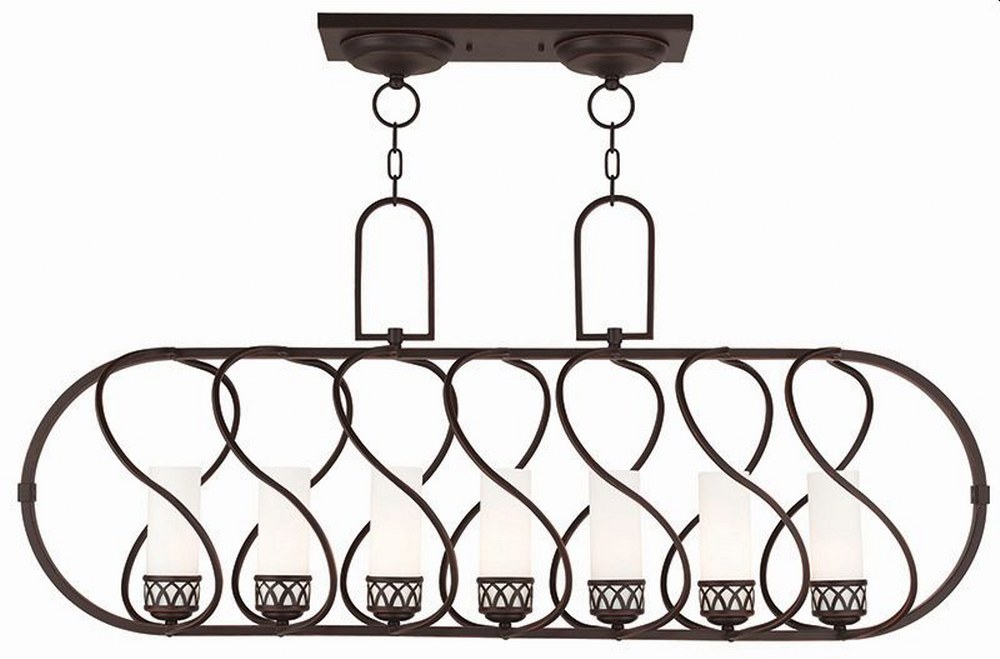 Livex Lighting-47196-67-Westfield - 7 Light Linear Chandelier in Westfield Style - 14.25 Inches wide by 22 Inches high   Westfield - 7 Light Linear Chandelier in Westfield Style - 14.25 Inches wide by