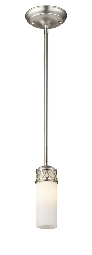 Livex Lighting-4720-91-Westfield - 1 Light Pendant in Westfield Style - 5 Inches wide by 9.5 Inches high   Brushed Nickel Finish with Satin White Glass