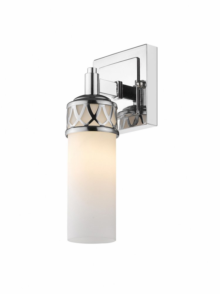 Livex Lighting-4721-05-Westfield - 1 Light Bath Vanity in Westfield Style - 4.5 Inches wide by 10.75 Inches high Polished Chrome Brushed Nickel Finish with Satin White Glass
