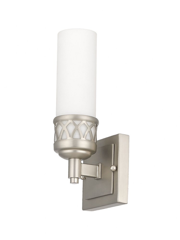 Livex Lighting-4721-91-Westfield - 1 Light Bath Vanity in Westfield Style - 4.5 Inches wide by 10.75 Inches high Brushed Nickel  Brushed Nickel Finish with Satin White Glass