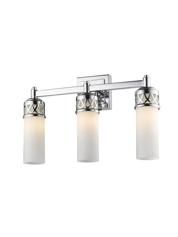 Livex Lighting-4723-05-Westfield - 3 Light Bath Vanity in Westfield Style - 17.5 Inches wide by 10.75 Inches high Polished Chrome Brushed Nickel Finish with Satin White Glass