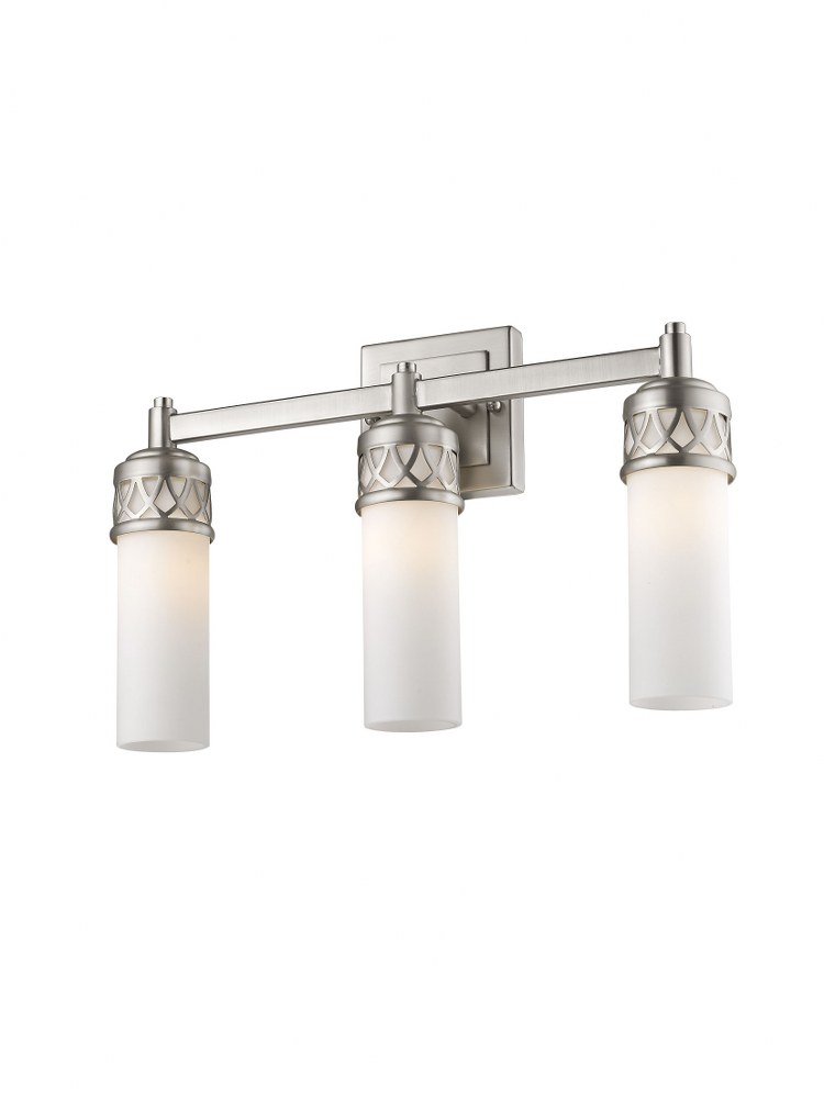 Livex Lighting-4723-91-Westfield - 3 Light Bath Vanity in Westfield Style - 17.5 Inches wide by 10.75 Inches high Brushed Nickel  Brushed Nickel Finish with Satin White Glass