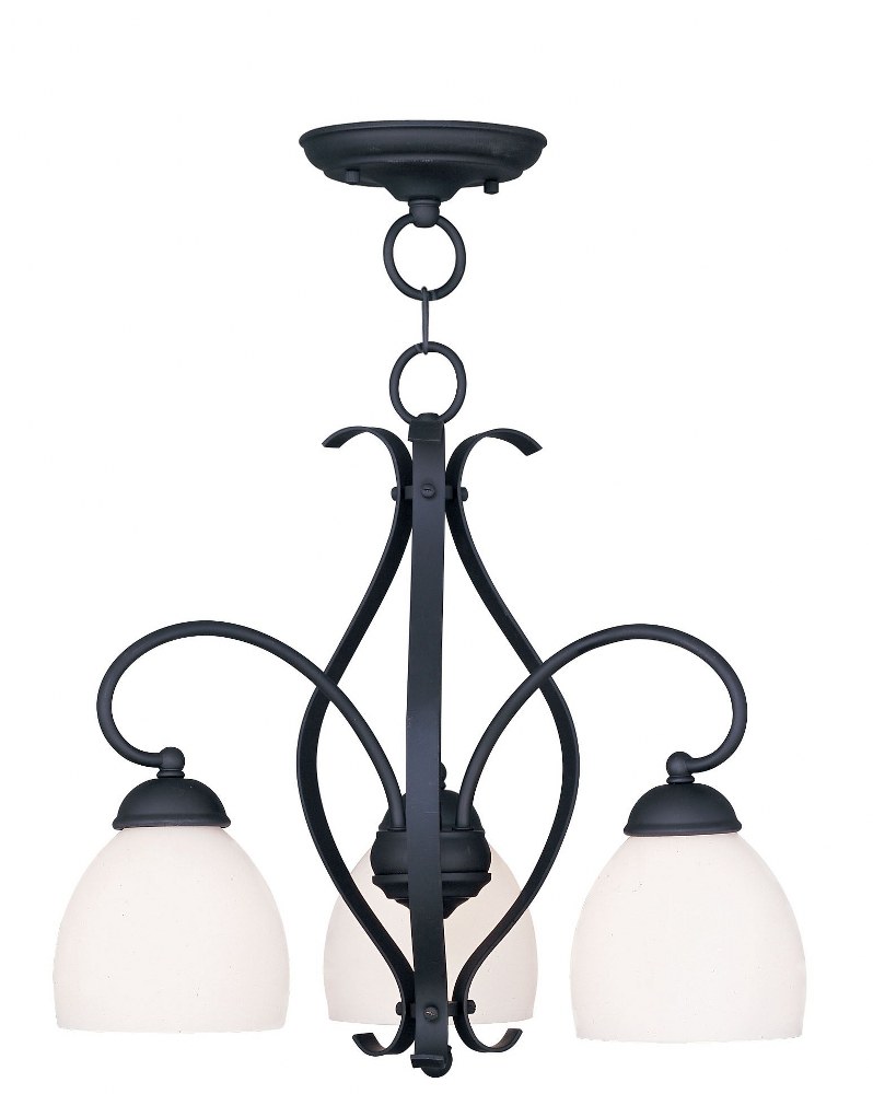 Livex Lighting-4773-04-Brookside - 3 Light Convertible Chain Hang Pendant - 20 Inches wide by 18.25 Inches high   Black Finish with Satin Opal White Glass