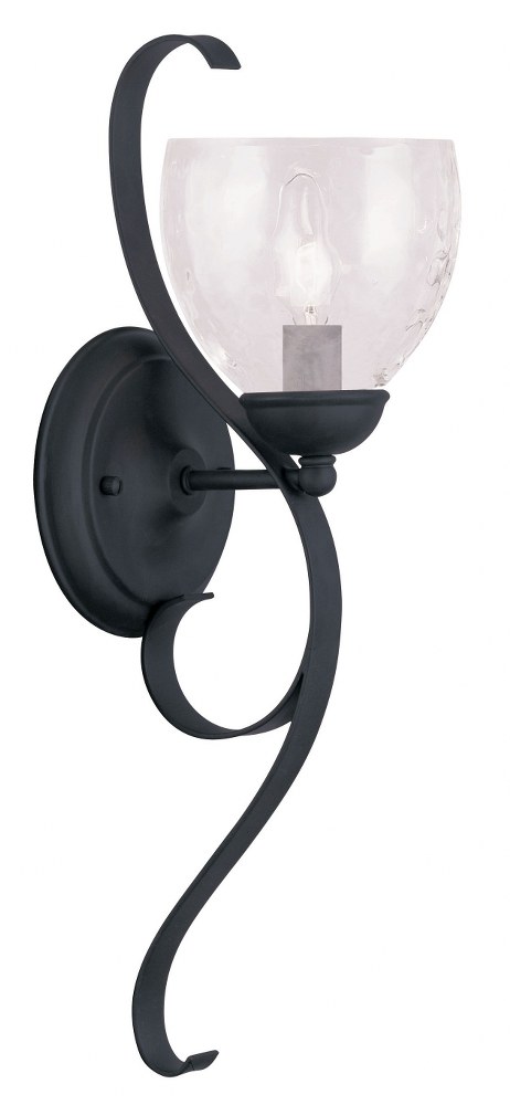 Livex Lighting-4808-04-Brookside - 1 Light Wall Sconce in Brookside Style - 6 Inches wide by 20 Inches high   Black Finish with Clear Water Glass