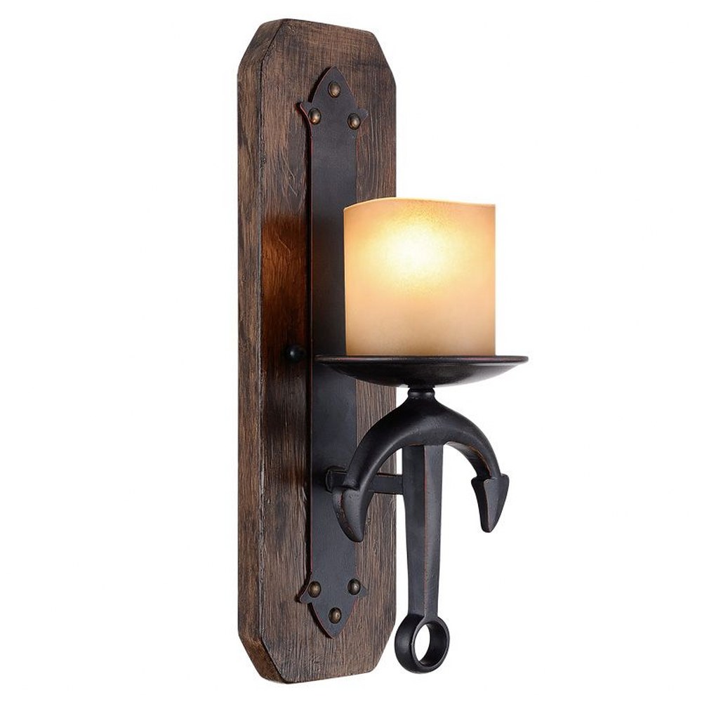 Livex Lighting-4861-67-Cape May - 1 Light Wall Sconce in Cape May Style - 6 Inches wide by 17.5 Inches high   Olde Bronze Finish with Vintage Satin Glass