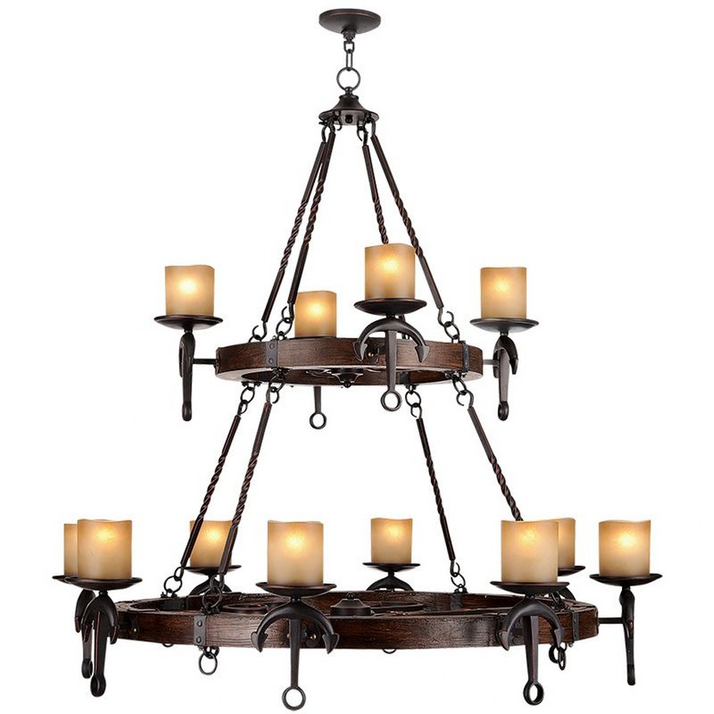 Livex Lighting-4869-67-Cape May - 12 Light Chandelier in Cape May Style - 47.5 Inches wide by 40.5 Inches high   Olde Bronze Finish with Vintage Satin Glass