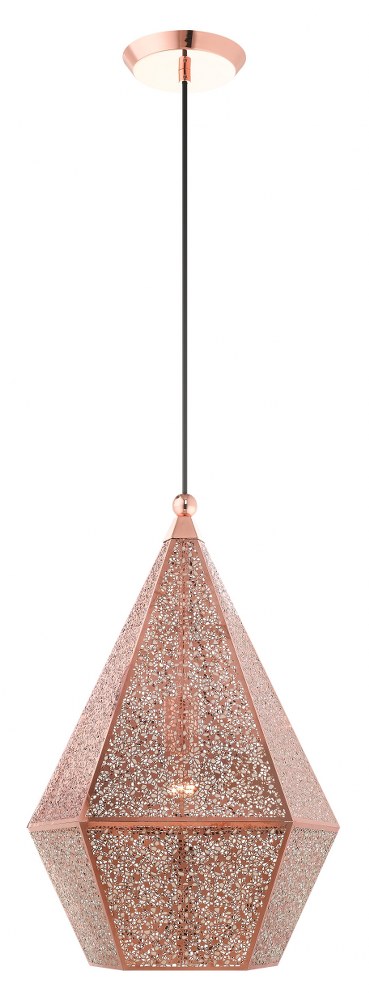 Livex Lighting-48924-86-Aberdeen - 1 Light Pendant in Aberdeen Style - 14.5 Inches wide by 22 Inches high   Rose Gold Finish with Rose Gold Filigreed Metal Shade