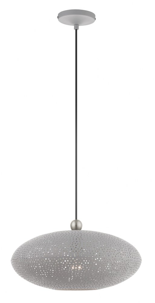 Livex Lighting-49102-80-Dublin - 1 Light Pendant in Dublin Style - 15.88 Inches wide by 10.25 Inches high   Nordic Gray/Brushed Nickel Finish with Nordic Gray Ornamental Metal/White Shade