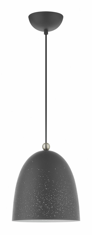 Livex Lighting-49108-76-Arlington - 1 Light Pendant in Arlington Style - 9.5 Inches wide by 14 Inches high   Scandinavian Gray/Brushed Nickel Finish with Scandinavian Gray Ornamental Metal/White Shade