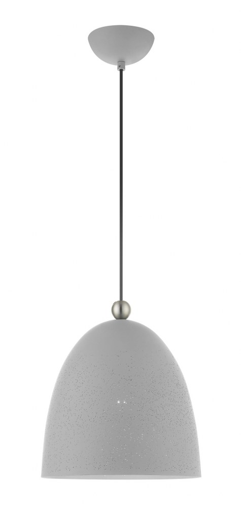 Livex Lighting-49109-80-Arlington - 1 Light Pendant in Arlington Style - 12 Inches wide by 17 Inches high   Nordic Gray/Brushed Nickel Finish with Nordic Gray Ornamental Metal/White Shade