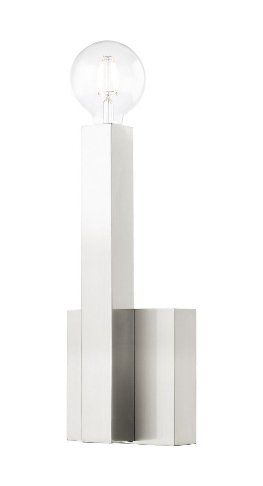 Livex Lighting-49211-91-Solna - 1 Light ADA Wall Sconce in Solna Style - 5.5 Inches wide by 13 Inches high   Brushed Nickel Finish