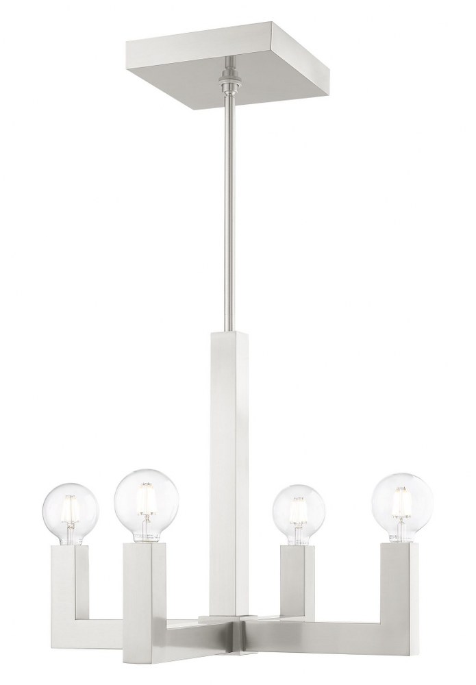 Livex Lighting-49214-91-Solna - 4 Light Chandelier in Solna Style - 20.38 Inches wide by 17.5 Inches high   Brushed Nickel Finish