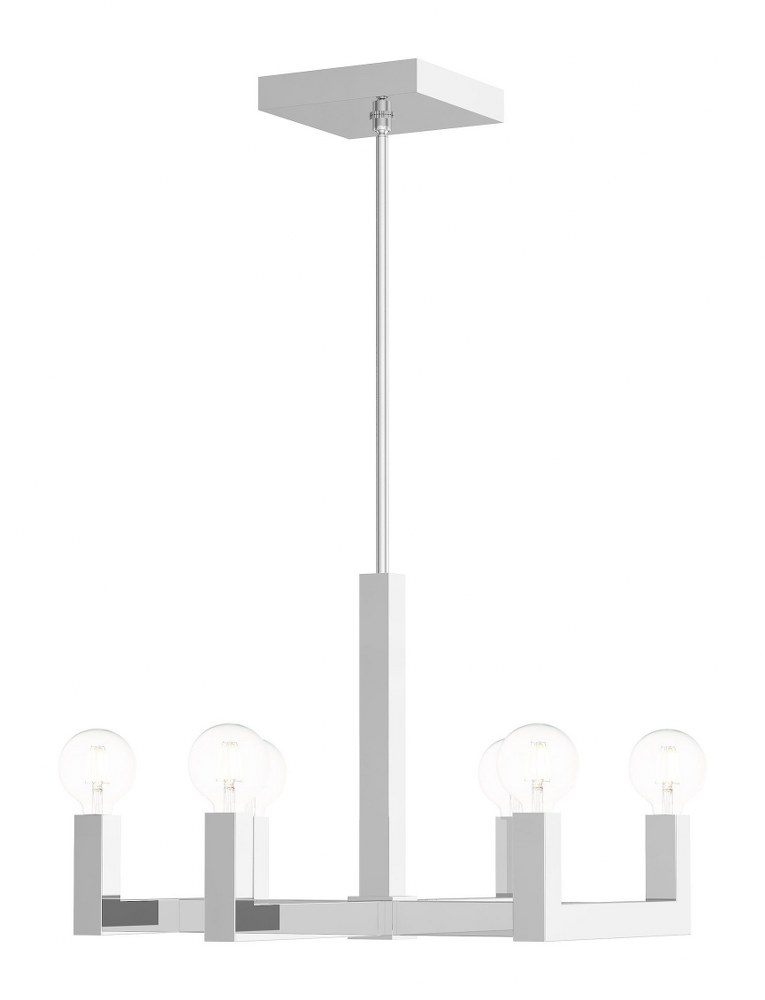 Livex Lighting-49216-05-Solna - 6 Light Chandelier in Solna Style - 24.38 Inches wide by 20 Inches high   Polished Chrome Finish