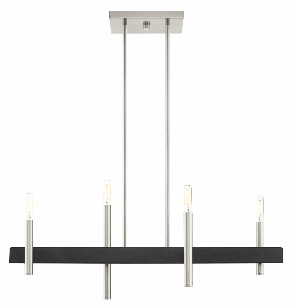 Livex Lighting-49334-91-Denmark - 4 Light Chandelier in Denmark Style - 7.25 Inches wide by 24 Inches high   Brushed Nickel/Bronze Finish