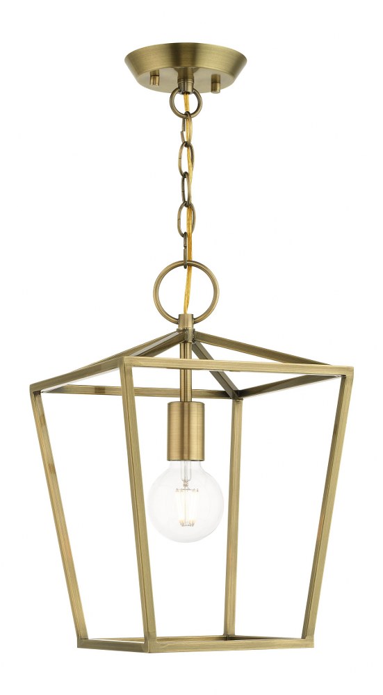 Livex Lighting-49432-01-Devonshire - 1 Light Convertible Semi-Flush Mount in Devonshire Style - 10 Inches wide by 15.75 Inches high Antique Brass  Antique Brass Finish with Antique Brass Metal Shade