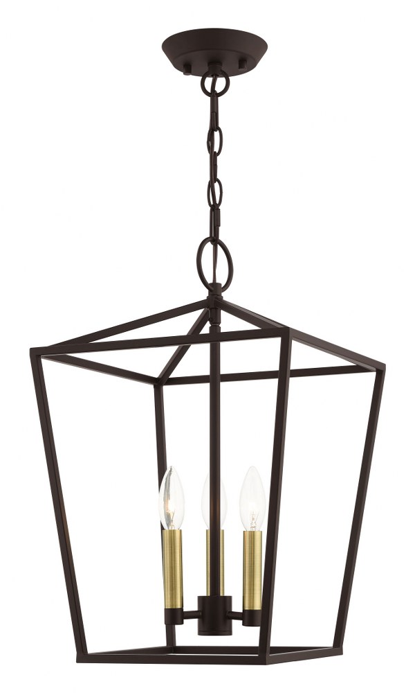 Livex Lighting-49433-07-Devonshire - 3 Light Convertible Semi-Flush Mount in Devonshire Style - 12.5 Inches wide by 19.5 Inches high   Bronze Finish with Bronze Metal Shade