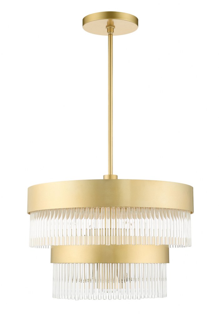 Livex Lighting-49824-33-Norwich - 5 Light Chandelier in Norwich Style - 20 Inches wide by 22.75 Inches high Soft Gold  Soft Gold Finish with Soft Gold Drum Shade with Clear Rod Crystal