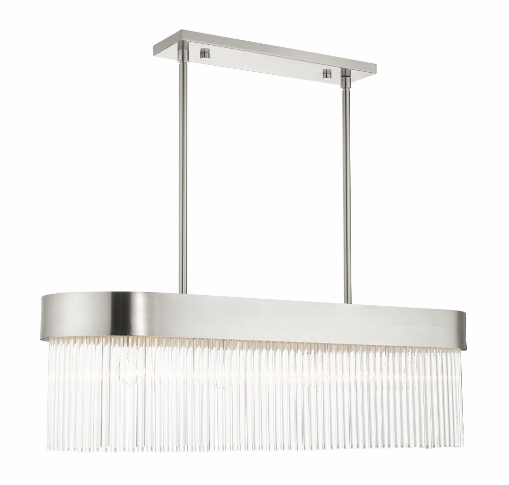 Livex Lighting-49826-91-Norwich - 4 Light Chandelier in Norwich Style - 12 Inches wide by 18.5 Inches high   Brushed Nickel Finish with Brushed Nickel Drum Shade with Clear Rod Crystal
