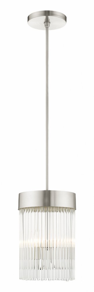 Livex Lighting-49828-91-Norwich - 3 Light Chandelier in Norwich Style - 10 Inches wide by 23.5 Inches high   Brushed Nickel Finish with Brushed Nickel Drum Shade with Clear Rod Crystal