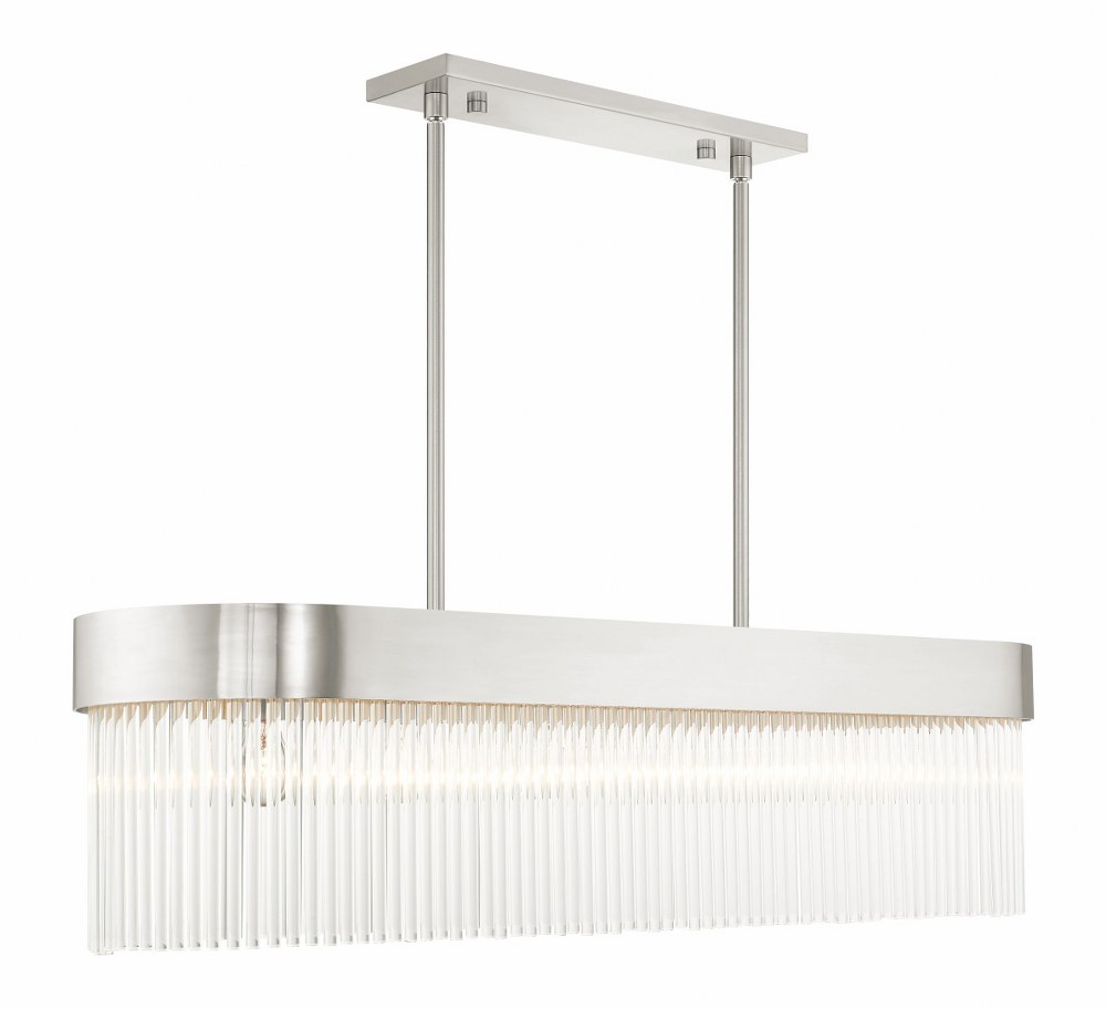 Livex Lighting-49830-91-Norwich - 6 Light Chandelier in Norwich Style - 12 Inches wide by 18.5 Inches high   Brushed Nickel Finish with Brushed Nickel Drum Shade with Clear Rod Crystal