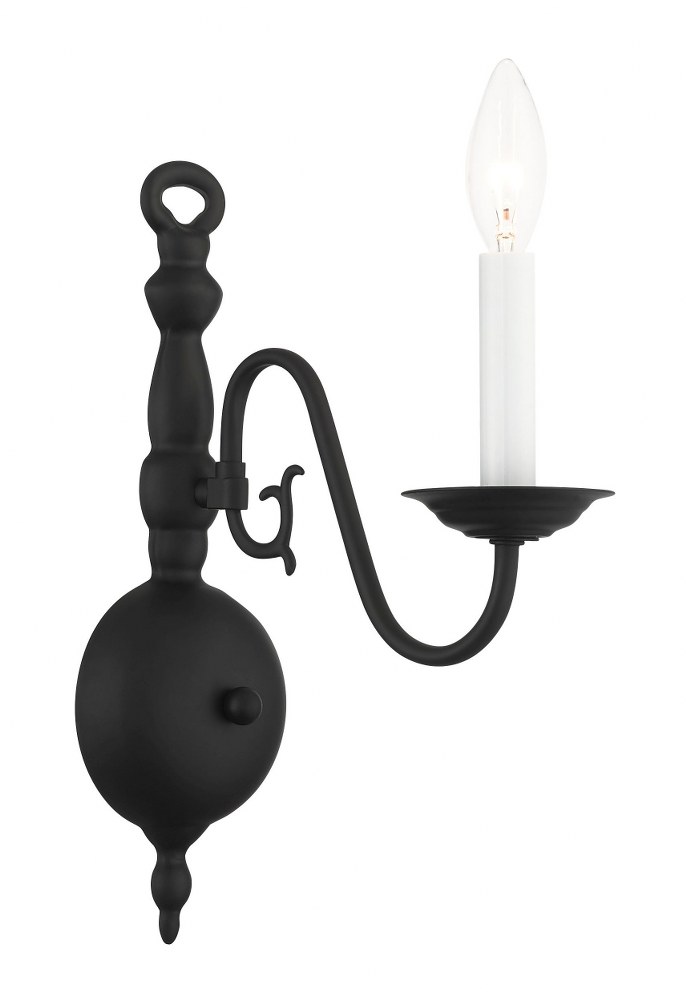 Livex Lighting-5001-04-Williamsburgh - 1 Light Wall Sconce in Williamsburgh Style - 4.75 Inches wide by 13 Inches high   Black Finish