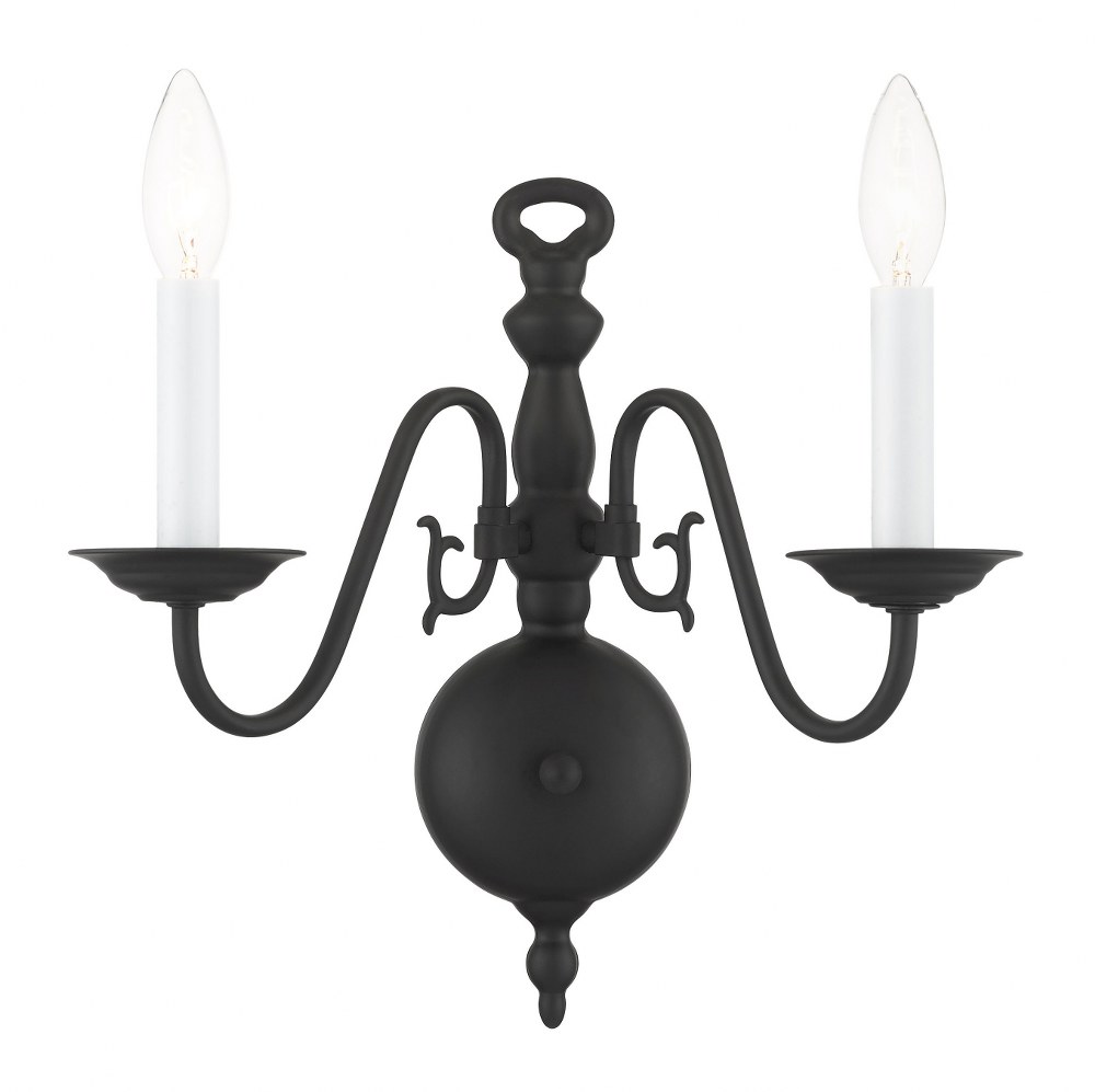 Livex Lighting-5002-04-Williamsburgh - 2 Light Wall Sconce in Williamsburgh Style - 12.75 Inches wide by 13 Inches high Black  Brushed Nickel Finish