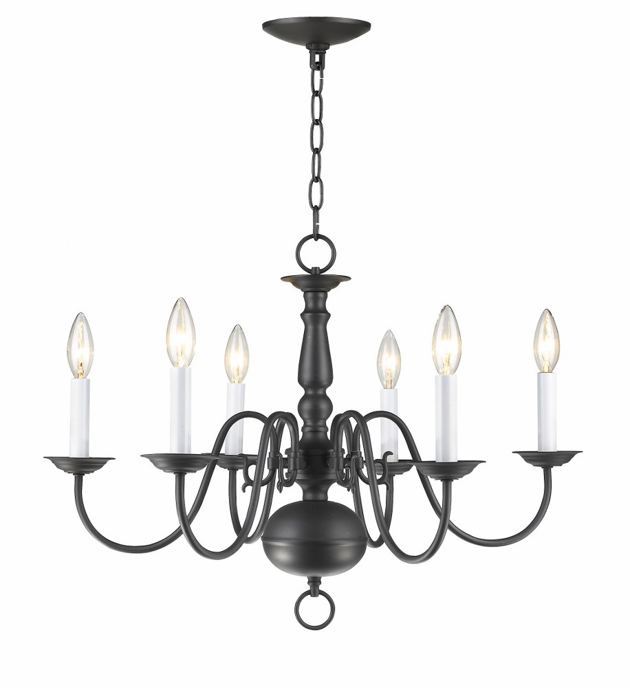 Livex Lighting-5006-07-Williamsburgh - 6 Light Chandelier in Williamsburgh Style - 24 Inches wide by 18 Inches high Bronze  Brushed Nickel Finish