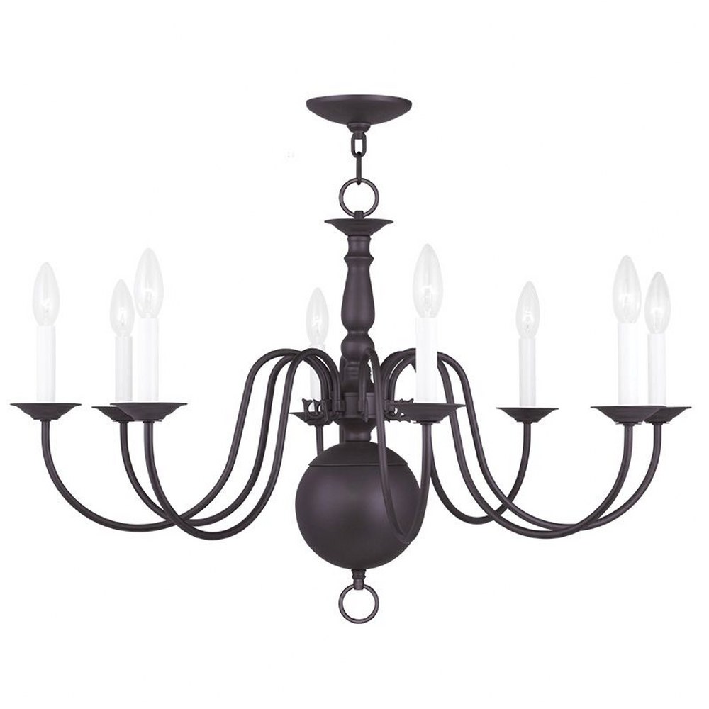 Livex Lighting-5007-07-Williamsburgh - 8 Light Chandelier in Williamsburgh Style - 32 Inches wide by 20.5 Inches high Bronze  Bronze Finish