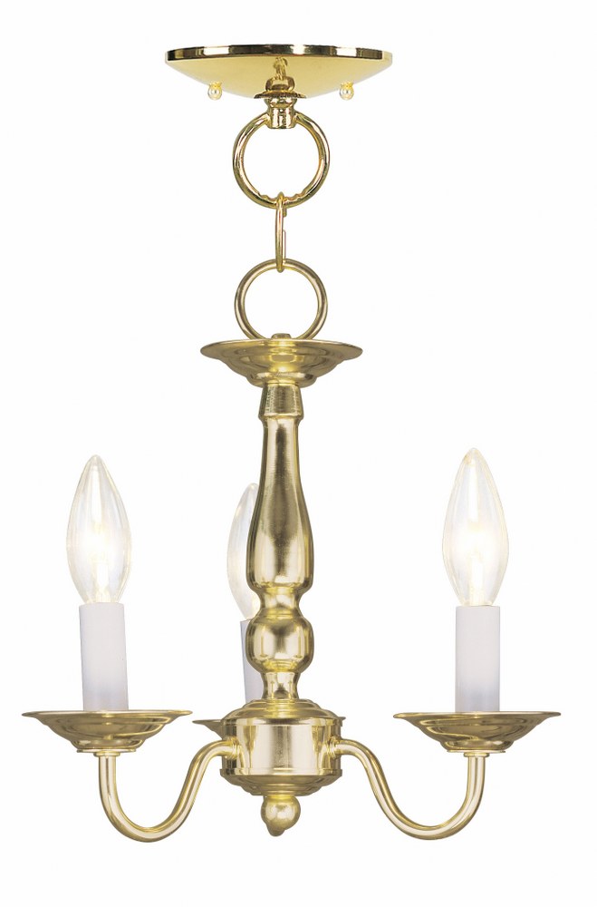 Livex Lighting-5009-02-Williamsburgh - 3 Light Convertible Mini Chandelier in Williamsburgh Style - 11 Inches wide by 11 Inches high Polished Brass  Brushed Nickel Finish