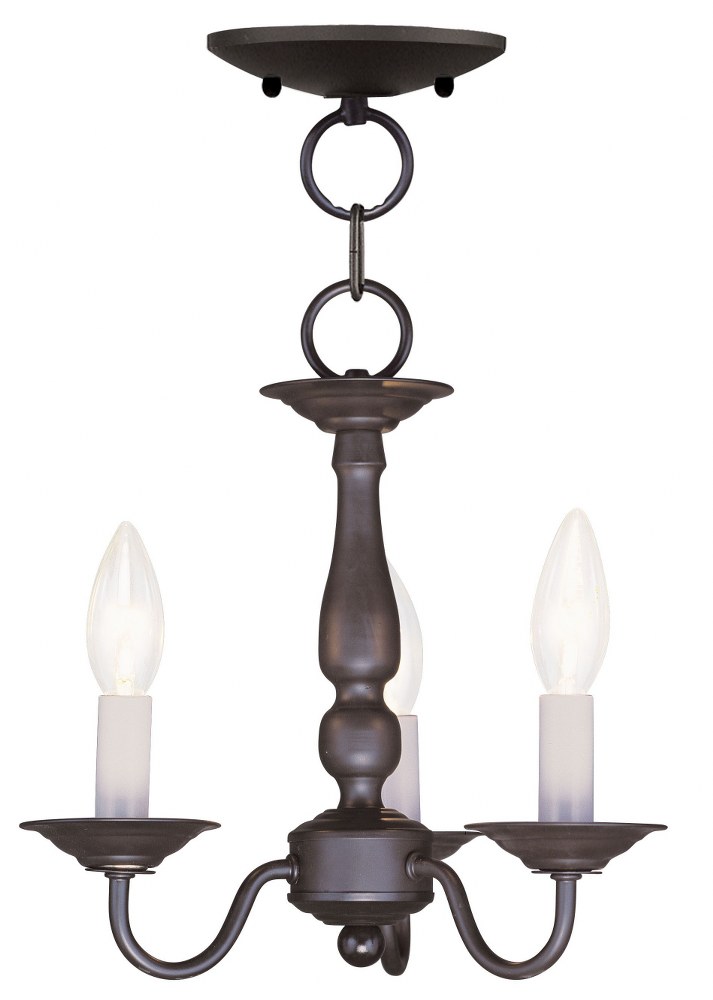 Livex Lighting-5009-07-Williamsburgh - 3 Light Convertible Mini Chandelier in Williamsburgh Style - 11 Inches wide by 11 Inches high Bronze  Brushed Nickel Finish