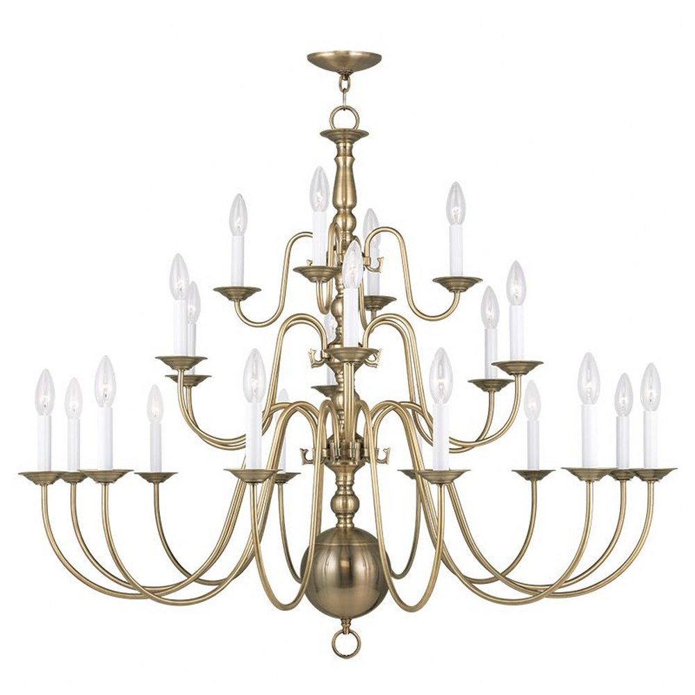 Livex Lighting-5015-01-Williamsburgh - 22 Light Chandelier in Williamsburgh Style - 42 Inches wide by 40 Inches high Antique Brass  Bronze Finish