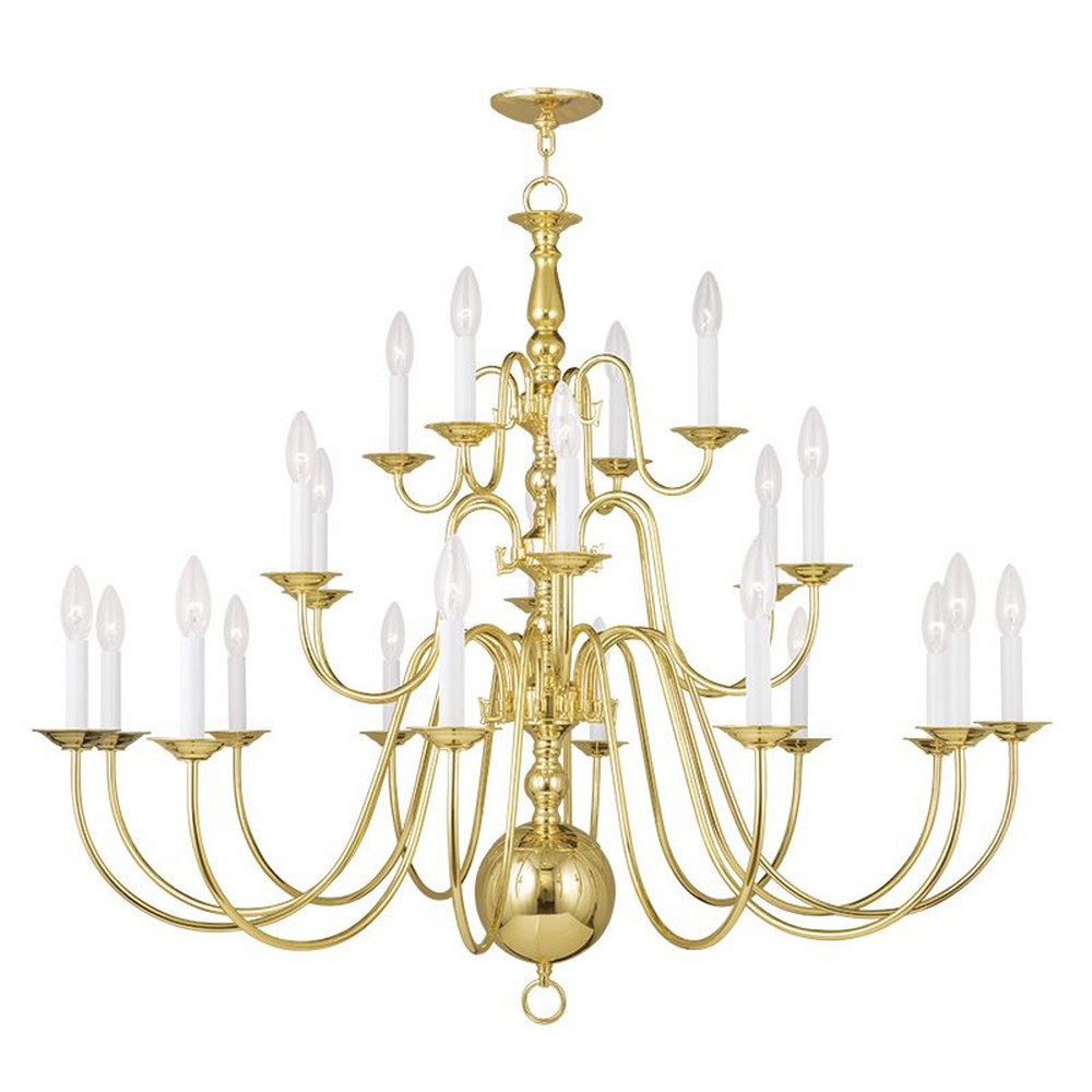 Livex Lighting-5015-02-Williamsburgh - 22 Light Chandelier in Williamsburgh Style - 42 Inches wide by 40 Inches high Polished Brass  Bronze Finish