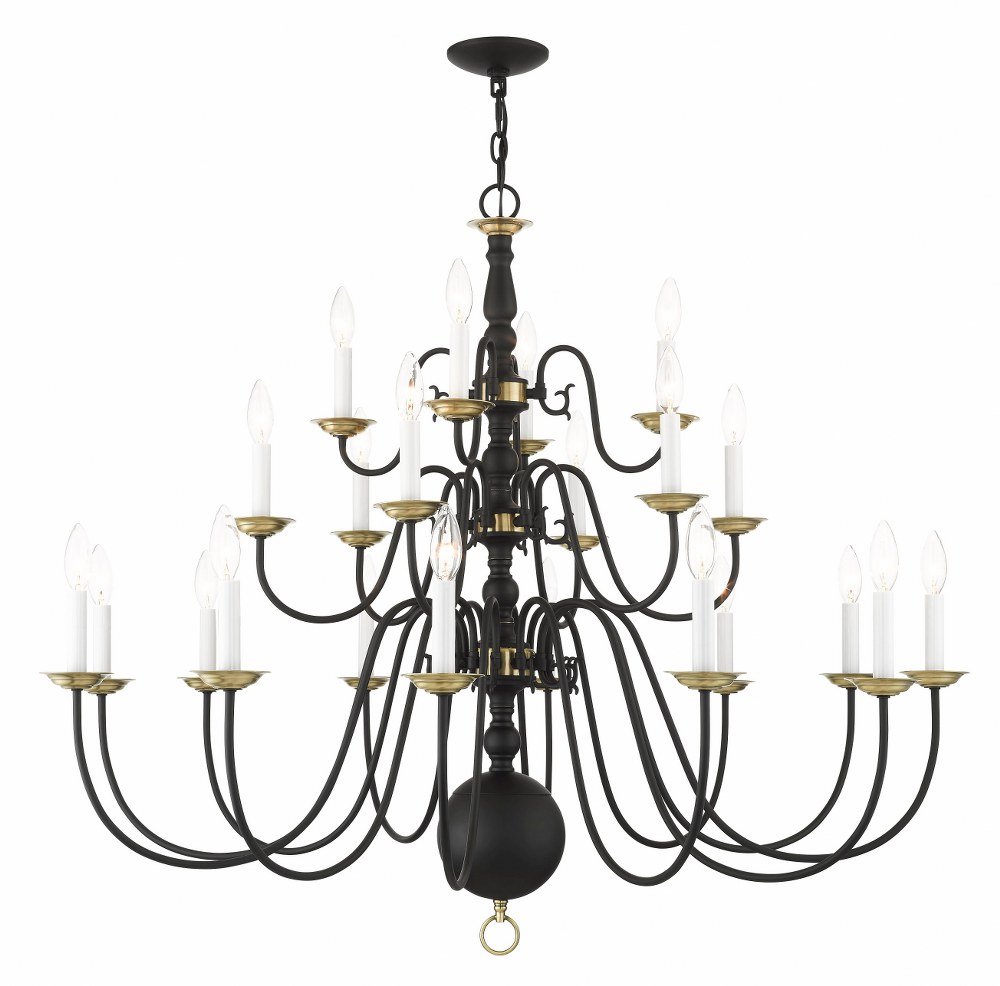 Livex Lighting-5015-04-Williamsburgh - 22 Light Chandelier in Williamsburgh Style - 42 Inches wide by 40 Inches high   Black Finish