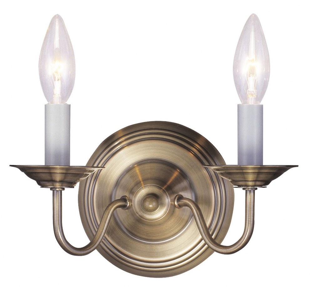 Livex Lighting-5018-01-Williamsburgh - 2 Light Wall Sconce in Williamsburgh Style - 10 Inches wide by 9 Inches high Antique Brass  Polished Brass Finish