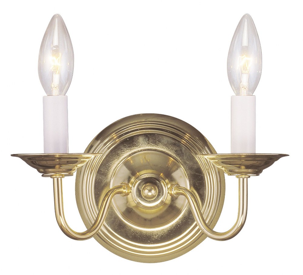 Livex Lighting-5018-02-Williamsburgh - 2 Light Wall Sconce in Williamsburgh Style - 10 Inches wide by 9 Inches high Polished Brass  Polished Brass Finish