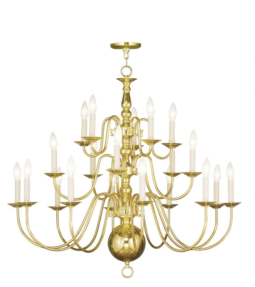 Livex Lighting-5019-02-Williamsburgh - 20 Light Chandelier in Williamsburgh Style - 36 Inches wide by 33 Inches high Polished Brass  Bronze Finish